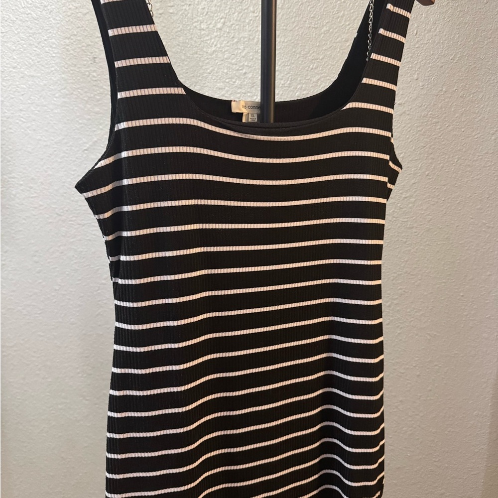 No comment Black and White Striped maxi dress